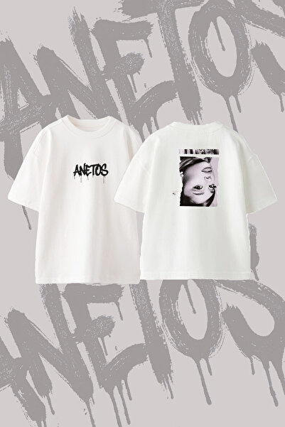 Anetos Ariana Grande_152 Design Back Printed Cotton White Oversize T-Shirt