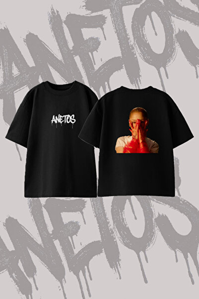 Anetos Ariana Grande_135 Design Back Printed Cotton Black Oversize T-Shirt