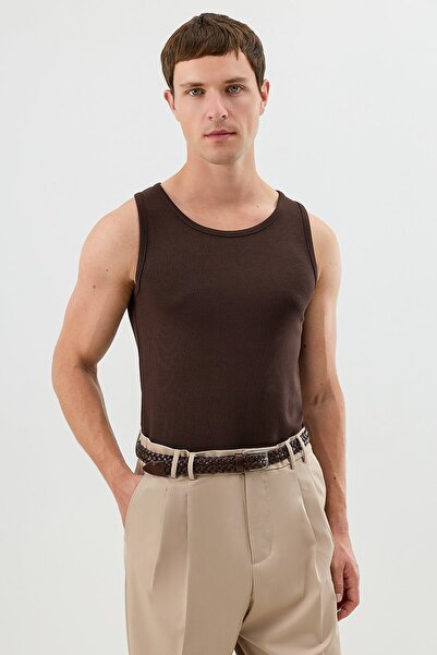 Antioch Brown Men's Basic Ribbed Tank Top