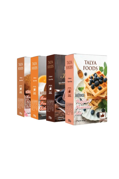 tms talya foods Talya Foods Glutensiz Kek Mix Hepsi Bir Arada 4 'lü Avantaj Seti