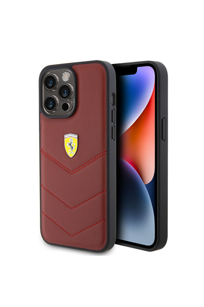 OEM Ferrari Leather Stitched Lines – Θήκη προστασίας για iPhone 15 Pro Max (R...