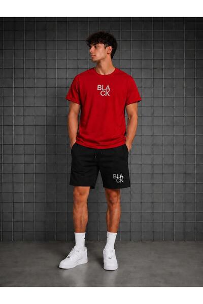 zeag Men's T-Shirt and Shorts Set with Black Printed Design