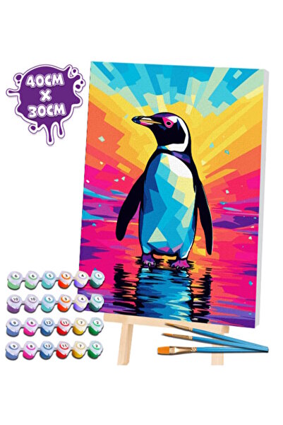 OEM Splat Planet Σετ Ζωγραφικής με Αριθμούς "Penguin" σε Καμβά με Τελάρο 30x40cm