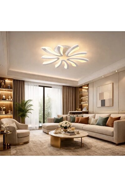 Korkmaz avize MS59005-5 Modern 3 Renk Ledli Plafonyer Beyaz Lüks 5'Lİ Ledli A...