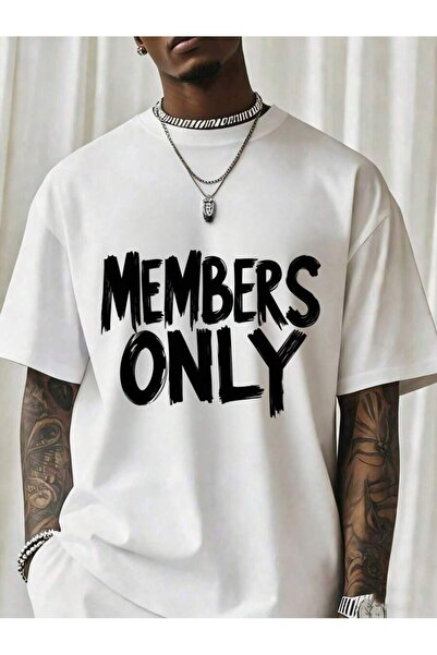NOURAM تي شيرت أسود للرجال من ماركة Members Only، تصميم عصري بطباعة جرافيك، م...