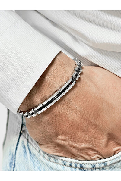 FERRO Black and Silver Steel Men's Bracelet Frj10196A-J 2 Year Warranty Gift ...
