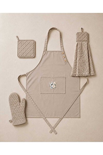 Özne Textile طقم مريلة مطبخ باللون البيج