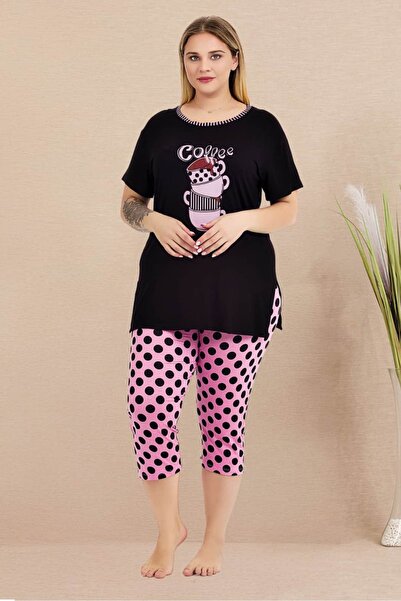 tarzımsüper Plus Size Elastic Waist Comfort Model Viscose Cotton Women's Capr...
