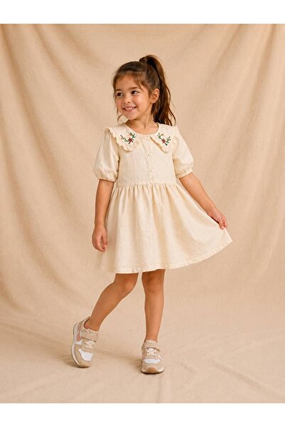 MyChino Kids YAKA DETAY PAMUKLU ELBİSE