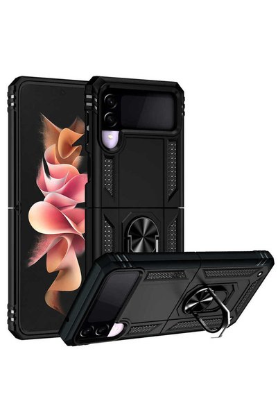 Generic Brand Galaxy Z Flip 3 Case Camera Protector Magnetic Stand Tank Prote...