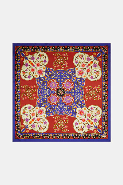 Vakko KOYU KIRMIZI ÇİÇEK DESENLİ TWILL EŞARP
