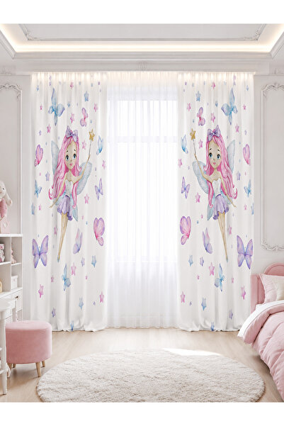 HOMESSA Fairy Girl and Butterfly Patterned Double Winged Children's Room Back...