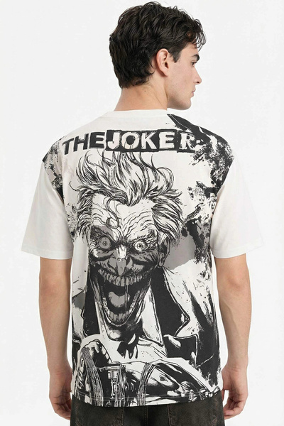 DeFacto C6532Axer105 Ecru 100% Cotton Justice League Boxy Fit Back Printed T-...