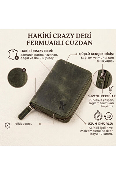 HSR Genuine Leather Men's Zipper Wallet Crazy Leather with 10 Card Compartmen...