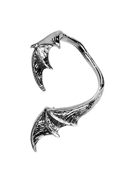 VeeShop Ear cuff earring, black dragon wing pattern, behind the ear