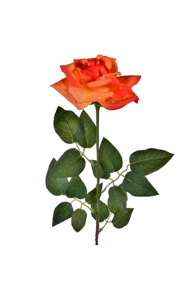 OEM Trandafir artificial portocaliu/galben de 63cm cu picături de rouă - Deco...