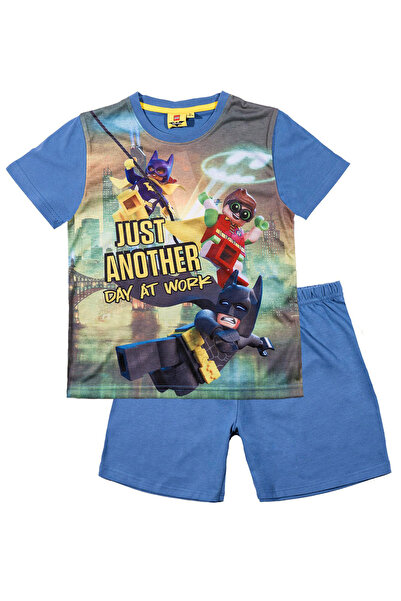LEGO Batman Batman Pijama de vară albastră cu print digital în textură pe pol...