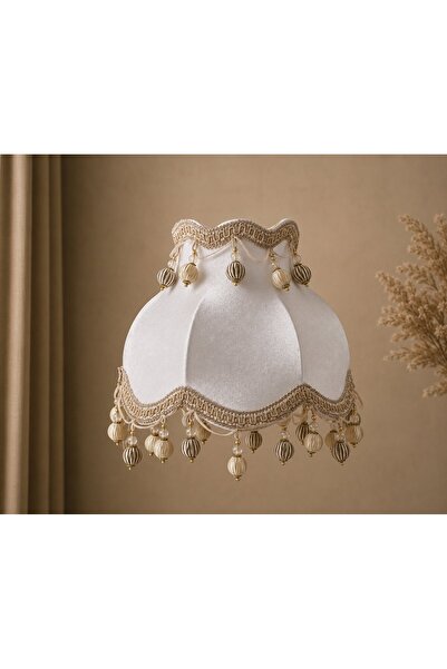 Dekovien White Velvet Covered Handmade Lampshade 30cm