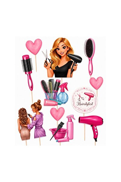 DecoParty Set de decorațiuni pentru tort – Tematică Coafor, 11 piese, Carton,...