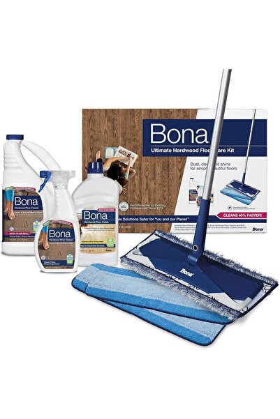 BONA Hardwood Floor Cleaning Kit - Pivoting Mop, Cleaning Solution, Refill Bo...