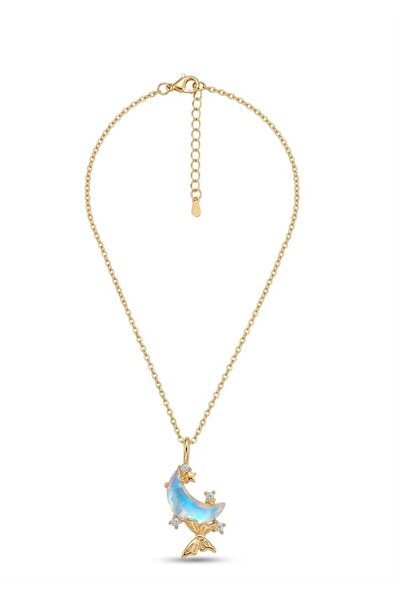 Mervişim Aksesuar 316L Anti-Tarnish Steel Moon and Butterfly Sparkle Detailed...