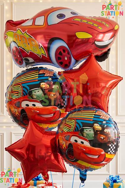 Parti Station Cars Arabalar Şimşek Mcqueen Balon Set 5 Parça
