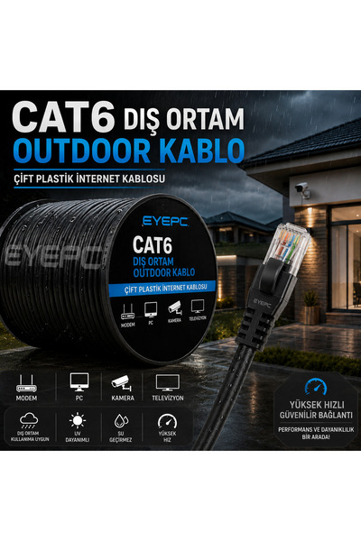 NcpLine كابل CAT-6 بطول 50 مترًا للاستخدام الخارجي، متوافق مع مودم الكمبيوتر ...