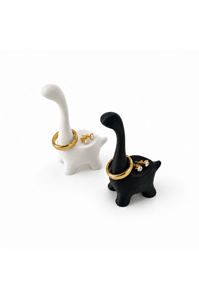 vixus Dinosaur-Shaped Jewelry Holders for Rings and Earrings, Set of 2, White...