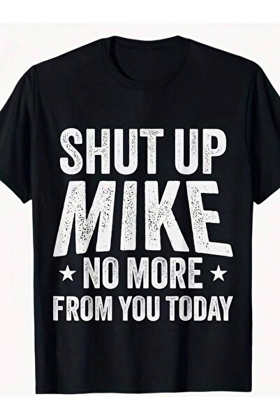 01THEONE تي شيرت بطبعة "Funny Shut Up Mike" - قميص كاجوال مرن 100% بأكمام قصي...