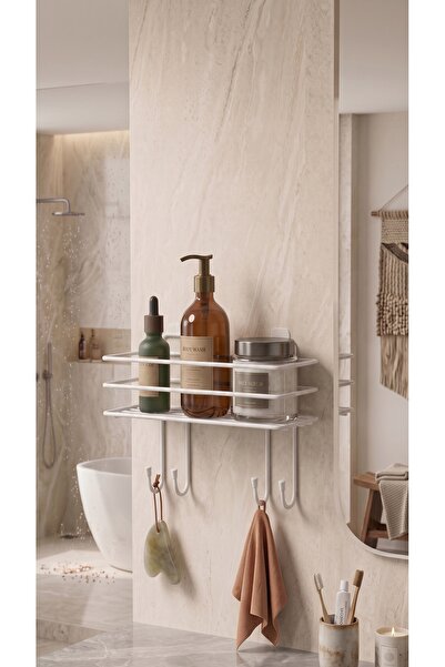 NTC METAL Luxury Thermoplastic Coating White Adhesive Bathroom Shelf Shampoo ...