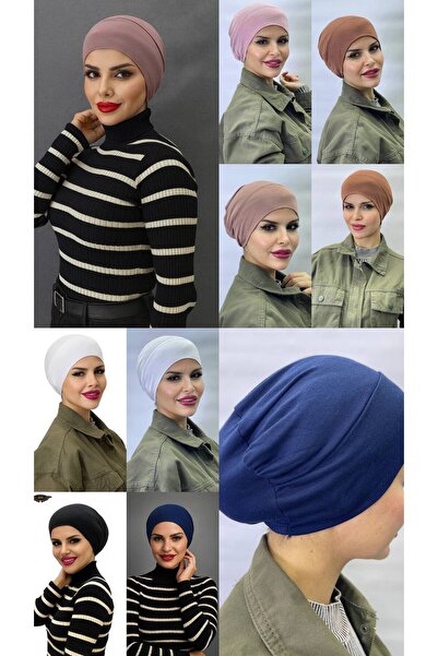ALDAIYR Adet Tesettür Elastic Non-Slip Seamless Snap-On Sea Cap Practical Cap