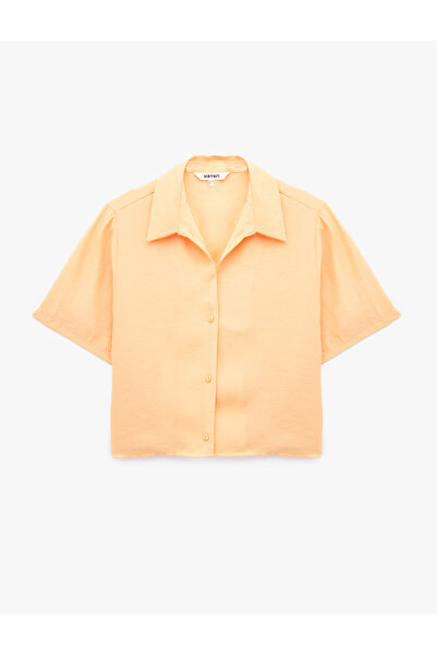 Koton Modal Fabric Shirt Collar Button Detailed Short Sleeve Blouse