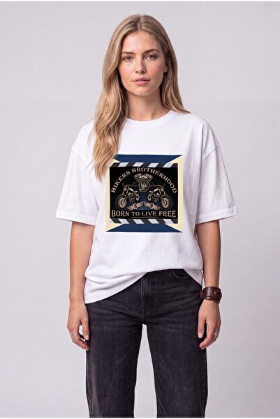 BLACK NOVA Oversize Printed Unisex 100% Cotton T-Shirt Live Free White