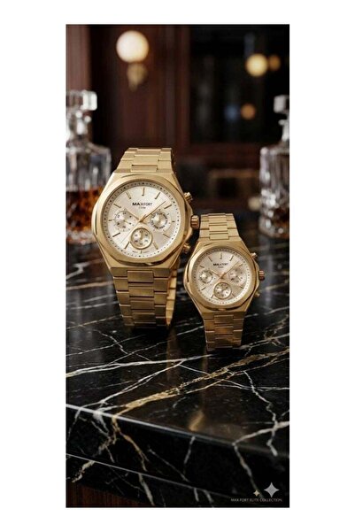Maxfort Elite Women's Gold Quartz Watch Stainless Steel Bracelet Multi-Function Display | White Dial | 3ATM Water Resistant | Japan VX Movement