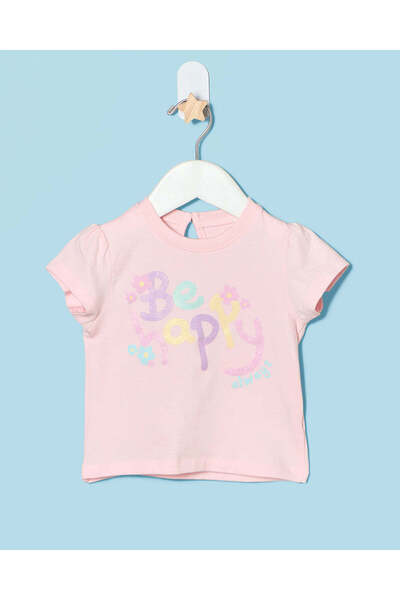 REDTAG Infant Girls Pink Chest Print Jersey T-Shirt