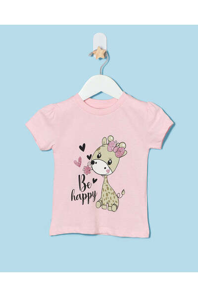 REDTAG Infant Girls Pink Chest Print T-Shirt
