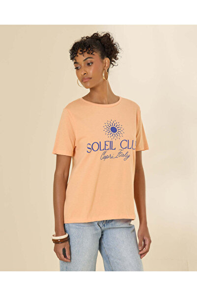 REDTAG Women Orange Graphic T-Shirt