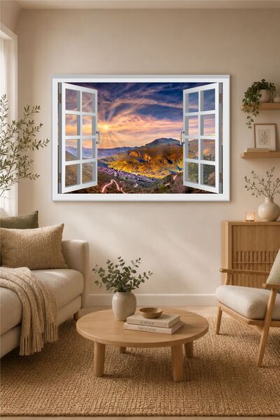 Piksel Grafik 3D Mountain Landscape Window Wall Sticker