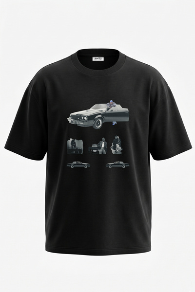 Anetos Eazy E Buick Grand National Design Printed Oversize Black T-Shirt