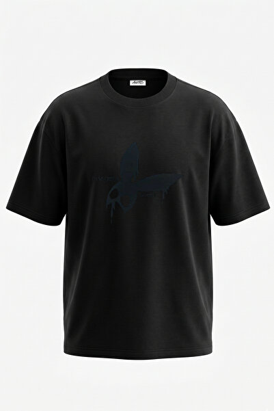 Anetos Dangerous Woman_2 Design Printed Oversize Black T-Shirt