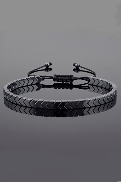Solfera Fine Cut Elegant Sergeant Pattern Hematite Men's Bracelet Bl182D