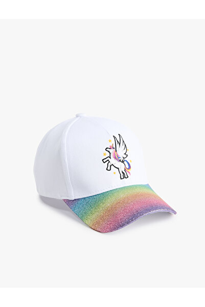 Koton Cotton Glitter Detailed Unicorn Embroidered Cap Hat