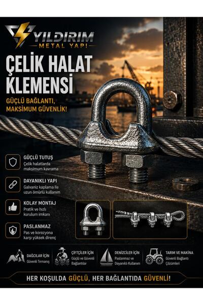 ATL PİYASA ÇELİK HALAT KLEMENSİ 8 MM 5/16 5 ADET
