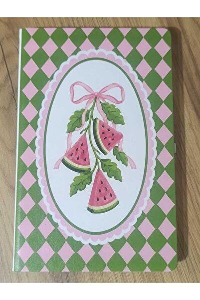 VUUKU Tasarım Karpuz Desenli Tarihsiz Ajanda Pembe Yeşil Ekose Defter, Günlük...