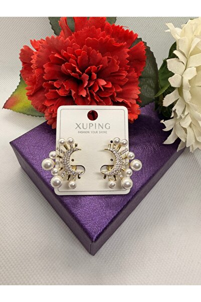 XUPING JEWELRY 14K RENGİ TOP İNCİLİ ÇELİK KÜPE