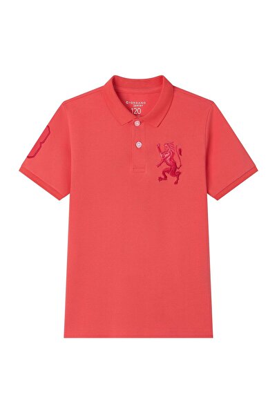 Giordano Kids’ Slim Fit Lion Embroidered Cotton Polo