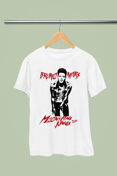 MAGORS TRICOU BRUNO MARS DIN BUMBAC CU IMPRIMEU, CU GULER ROTUND, CU MÂNECĂ S...