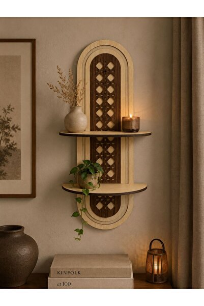 wooden gift design Semplice Dekoratif Duvar Rafı 52x16 Cm