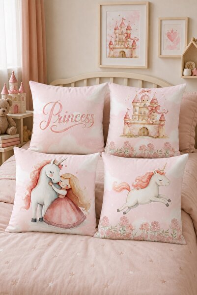 EVPANYA Unicorn Seven Princess Patterned 4-Piece Children's and Baby Pillowca...