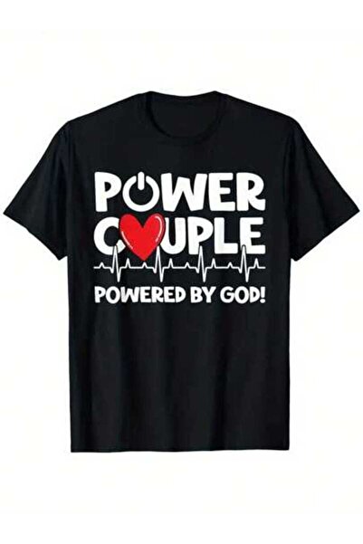 9TAY Power Couple Graphic Tee - Unisex Black T-Shirt With "POWER COUPLE POWER...